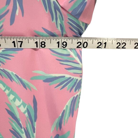 Ana Clare Active Top Womens L Pink Paradise Palm Print UPF 50 Polo Shirt Golf - Picture 5 of 10